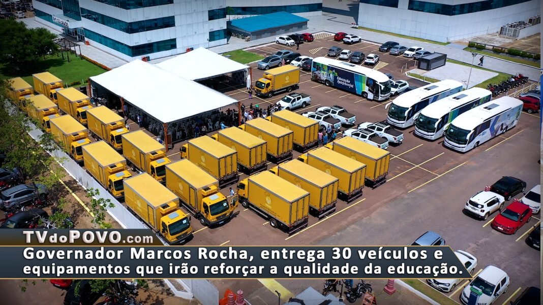Vídeo: Governador Marcos Rocha, entrega 30 veículos e equipamentos que irão reforçar a qualidade da educação.