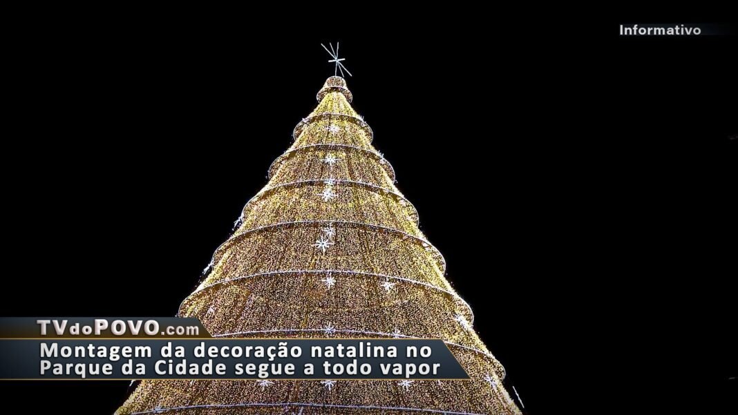 Vídeo: Montagem da decoração natalina no Parque da Cidade segue a todo vapor
