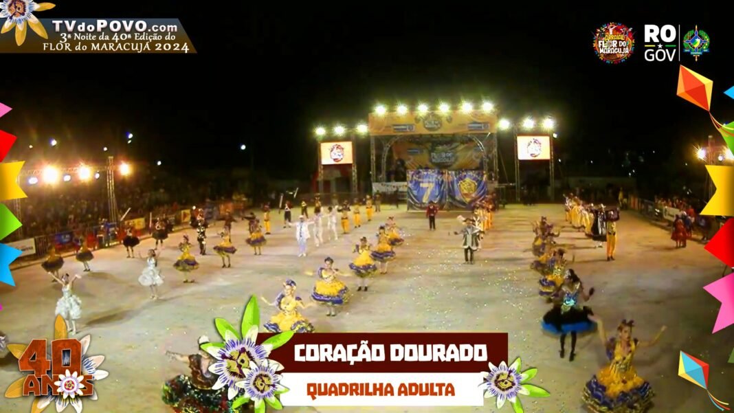 Vídeo Completo: Apresentação da Quadrilha Adulta “CORAÇÃO DOURADO” na 3ª Noite do Flor do Maracujá 2024