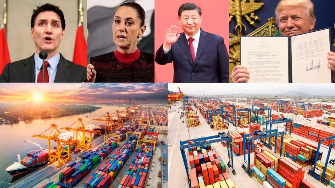 Tensão comercial cresce após tarifas dos EUA sobre Canadá, México e China. Entenda o impacto nas economias globais.