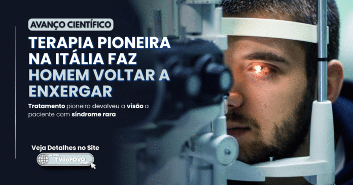 Homem faz exame ocular com luz intensa após terapia genética na Itália