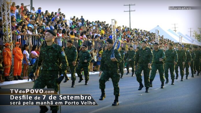Desfile cívico militar de 7 de setembro em Porto Velho com escolas, bandas e forças militares