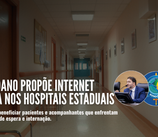 Redano propõe internet gratuita em hospitais da rede estadual Corredor de hospital público com tarja informativa sobre proposta de internet gratuita de Alex Redano
