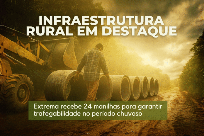 Governo reforça infraestrutura rural em Extrema-1 Infraestrutura rural em Extrema com instalação de manilhas para garantir trafegabilidade durante o período chuvoso