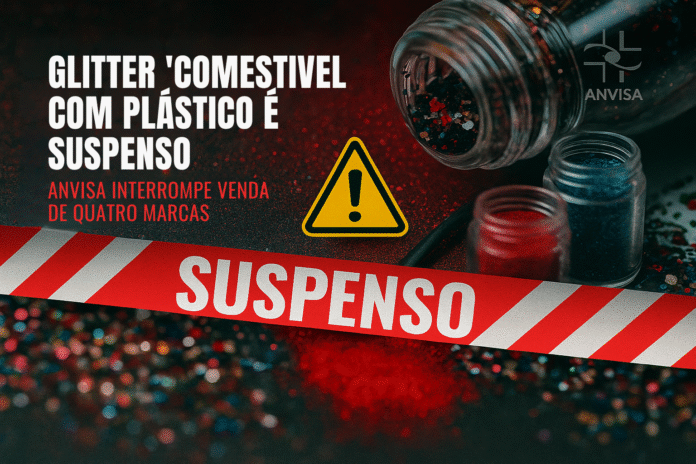 Glitter colorido com partículas irregulares suspenso pela Anvisa após uso indevido em alimentos