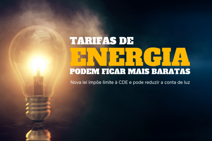 Tarifas de energia podem ficar mais baratas com nova lei Capa com lâmpada acesa em destaque simbolizando redução das tarifas de energia no Brasil após nova lei.