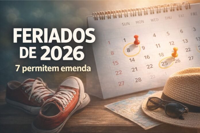 Calendário destaca os feriados de 2026 que permitem emenda e folgas prolongadas