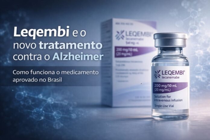 Frasco do medicamento Leqembi aprovado no Brasil para tratamento do Alzheimer em pacientes nos estágios iniciais