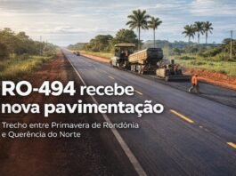 Rodovia 494 recebe nova pavimentação entre Primavera e Querência Pavimentação da Rodovia-494 entre Primavera de Rondônia e Querência do Norte