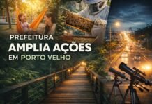 Prefeitura intensifica ações em parques e distritos de Porto Velho Montagem com parque revitalizado, trilha na floresta, apicultura e iluminação urbana em Porto Velho