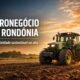Trator moderno preparando o solo ao amanhecer representando o agronegócio em Rondônia e produtividade sustentável