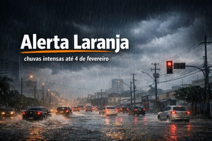 Chuva intensa provoca alagamentos em área urbana de Porto Velho durante alerta laranja