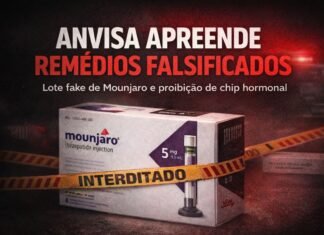 Anvisa apreende remédio falsificado e proíbe chip hormonal Anvisa apreende remédio falsificado com lote fake de Mounjaro e proíbe chip hormonal no Brasil