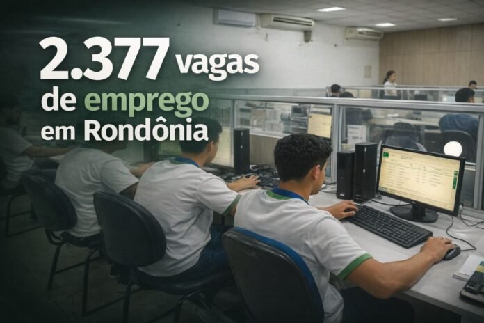 Jovens utilizam computadores em agência do Sine durante oferta de 2.377 vagas em Rondônia