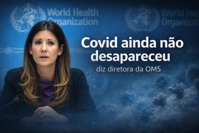 Diretora da OMS, Maria Van Kerkhove, durante coletiva ao alertar que a Covid ainda não desapareceu no mundo.