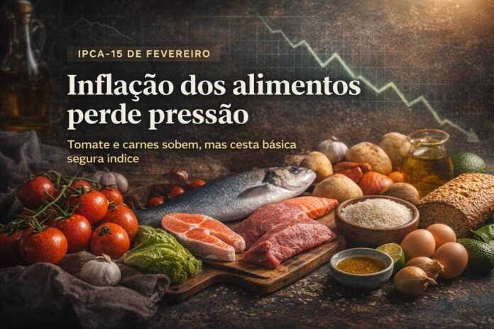 Inflação de alimentos perde pressão em fevereiro segundo dados do IPCA-15