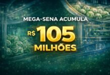 Mega-Sena 2.974 acumula e prêmio vai a R$ 105 milhões Mega-Sena acumula e prêmio vai a R$ 105 milhões