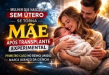 Mulher que nasceu sem útero se torna mãe após transplante experimental Mulher segura bebê após transplante de útero experimental no Reino Unido