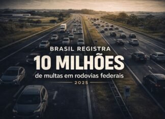 Brasil registrou mais de 10 milhões de multas em rodovias federais em 2025 Rodovia federal com tráfego intenso usada para ilustrar recorde de multas em 2025