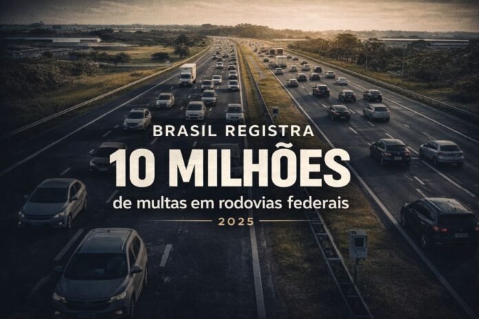 Rodovia federal com tráfego intenso usada para ilustrar recorde de multas em 2025
