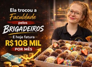 Rodízio de brigadeiros impulsiona confeitaria a faturar R$ 108 mil por mês Empreendedora segura caixa de brigadeiros após rodízio que elevou faturamento para R$ 108 mil por mês