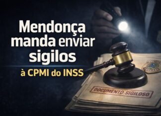 Mendonça manda Alcolumbre enviar sigilos de Vorcaro à CPMI do INSS Documentos sigilosos e martelo judicial simbolizam decisão do STF sobre envio de sigilos à CPMI do INSS