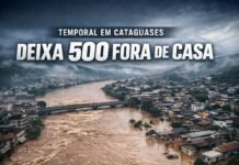 Chuva extrema em Cataguases provoca enchente histórica Imagem aérea mostra Rio Pomba transbordado após temporal em Cataguases deixando bairros completamente alagados