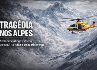 Tragédia em famosa estação de esqui na Itália deixa três mortos Helicóptero de resgate sobre avalanche em estação de esqui na Itália