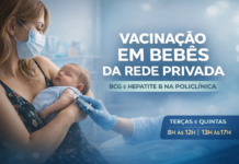 Porto Velho inicia vacinação em crianças nascidas na rede privada vacinação em bebê da rede privada na Policlínica de Porto Velho
