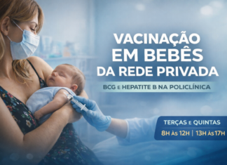 Porto Velho inicia vacinação em crianças nascidas na rede privada vacinação em bebê da rede privada na Policlínica de Porto Velho