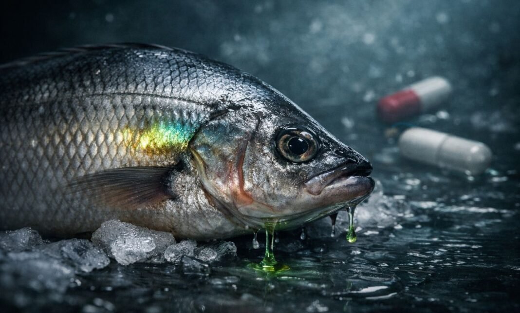 antibióticos em peixes contaminados com resíduos visíveis e risco à saúde humana