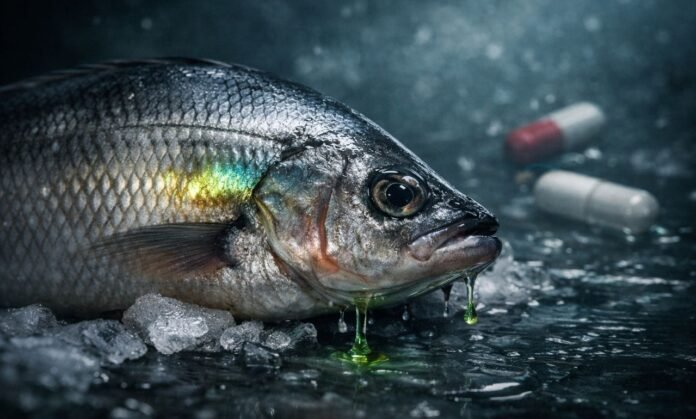 antibióticos em peixes contaminados com resíduos visíveis e risco à saúde humana