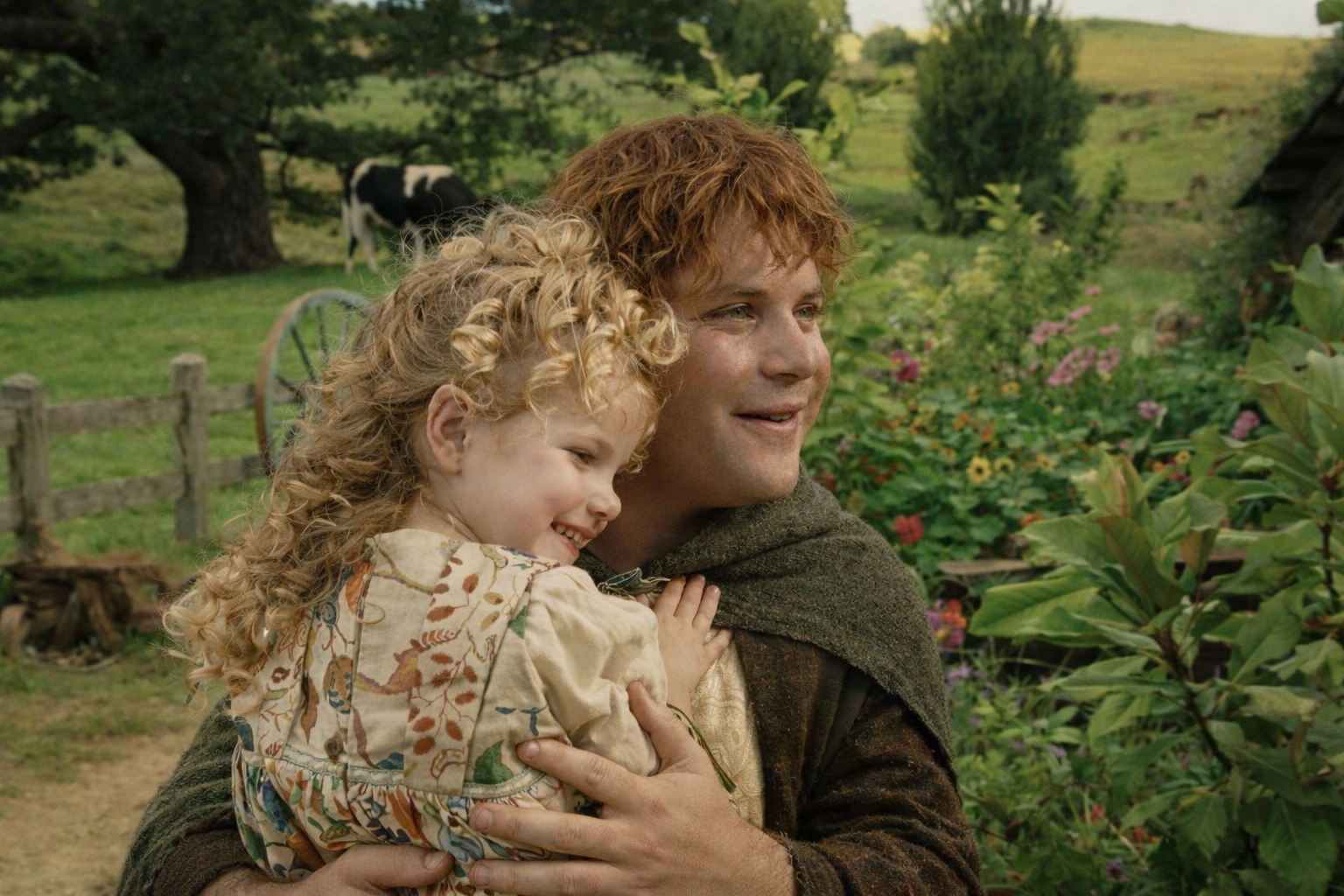 O Senhor dos Anéis Sam com filha no Condado cena do filme