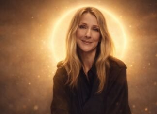 Céline Dion anuncia retorno após doença rara e emociona fãs Céline Dion retorna sorrindo com luz dourada ao fundo simbolizando retorno aos palcos após doença rara
