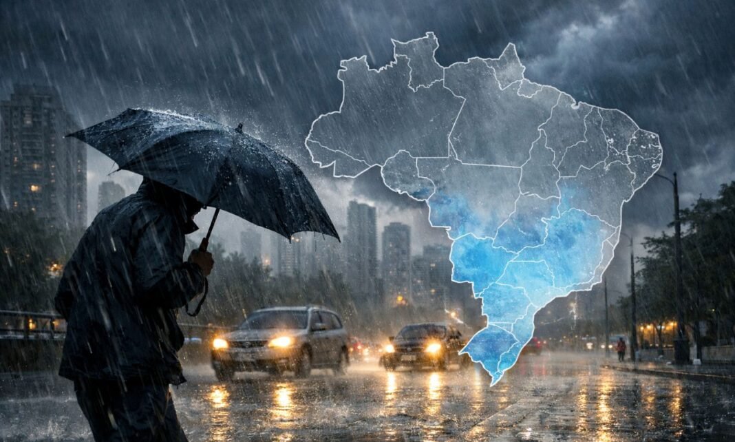 Frente fria polar muda o clima e provoca semana de chuva no Brasil
