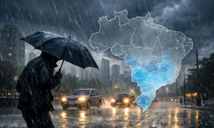 frente fria polar provoca chuva forte em cidade brasileira