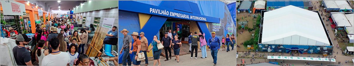 Visitantes entrando no Pavilhão Empresarial Internacional da Rondônia Rural Show em Ji-Paraná