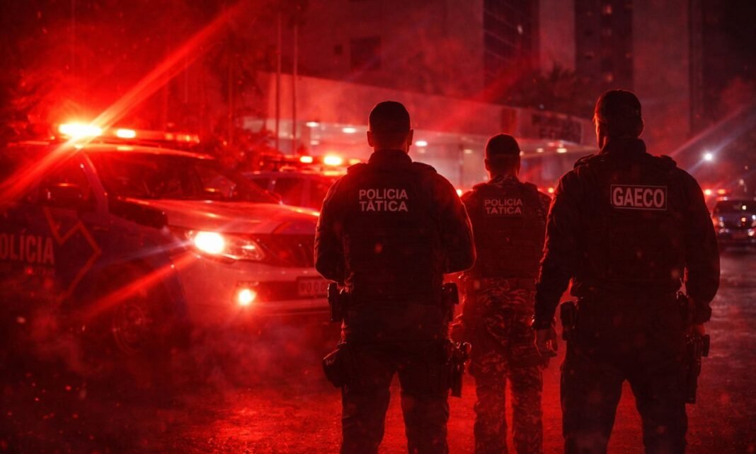 operação regresso rondônia com viaturas da polícia militar em ação durante a noite