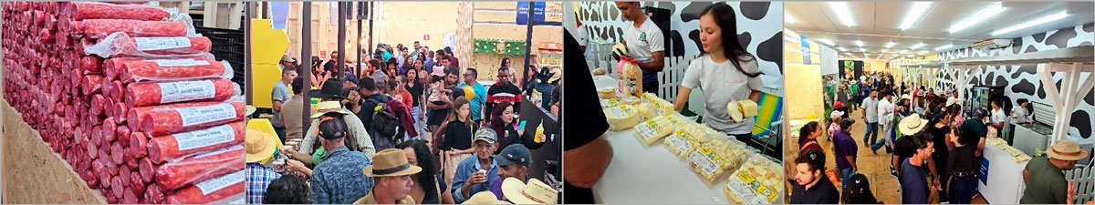 Produtores e visitantes no pavilhão da agricultura familiar durante a Rondônia Rural Show em Ji-Paraná