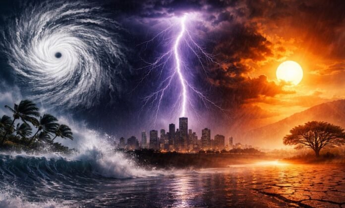 Tempo instável no Brasil com ciclone, tempestade com raios e calor extremo em cenário climático intenso