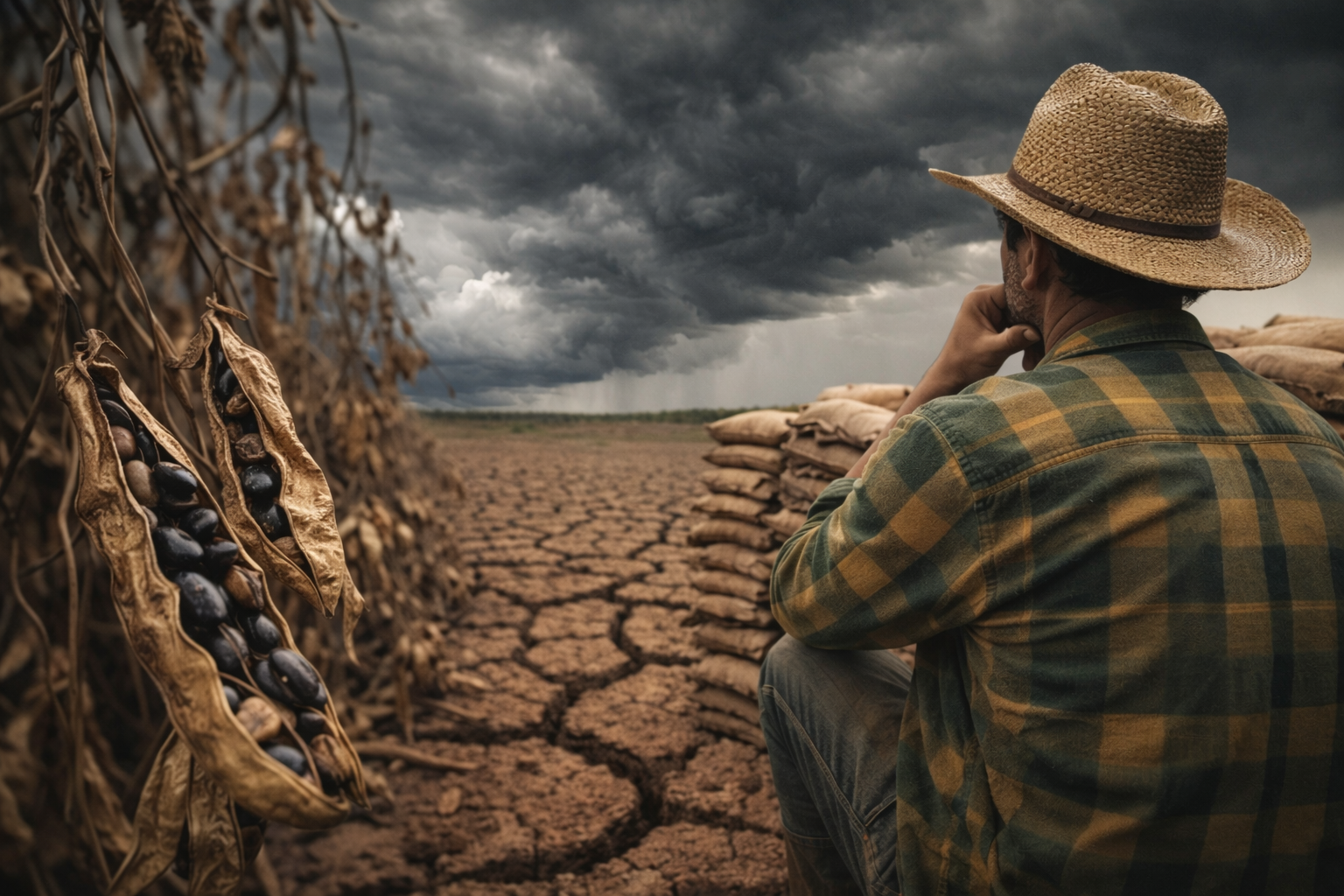 Produtor rural observa lavoura de feijão sob clima extremo e risco para a oferta