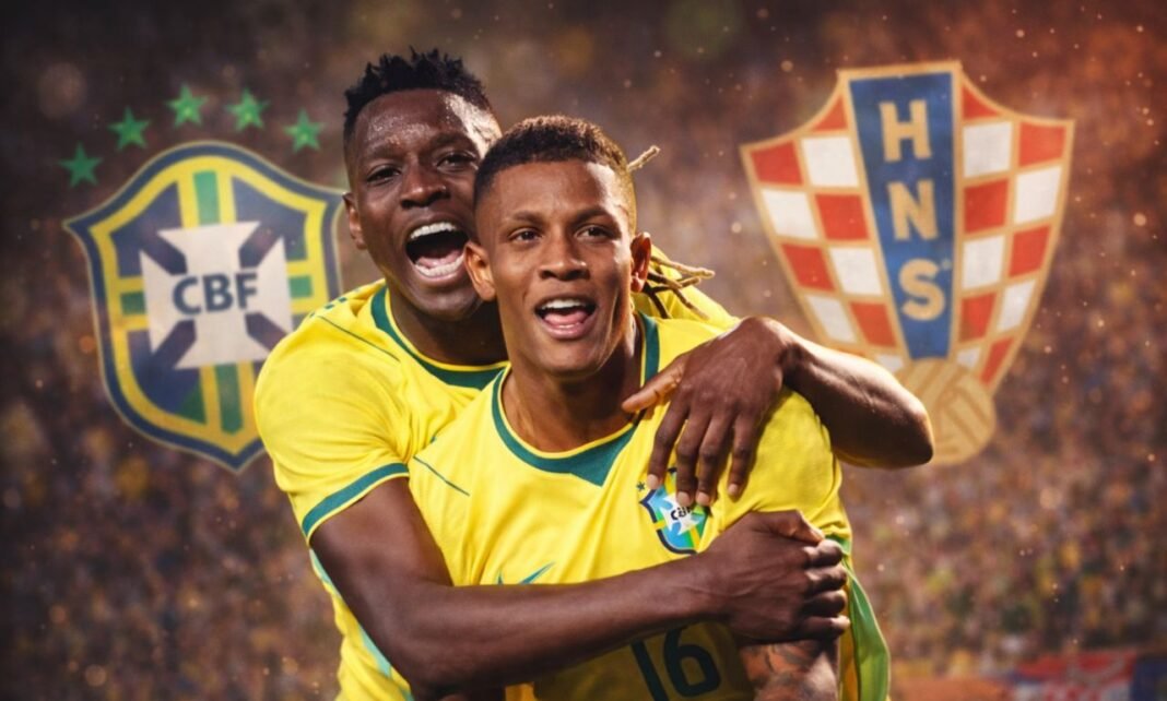 Brasil vence Croácia com jogadores comemorando vitória em amistoso antes da Copa do Mundo