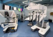 Rede Hospitalar Samar realiza as primeiras cirurgias robóticas de Rondônia Sala de cirurgia robótica do Hospital Samar com plataforma Toumai em Rondônia