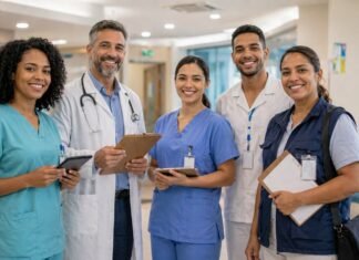 Concurso da saúde de Ji-Paraná abre inscrições com salários de até R$ 10,1 mil Profissionais da saúde representam o concurso da saúde em Ji-Paraná Rondônia em imagem editorial