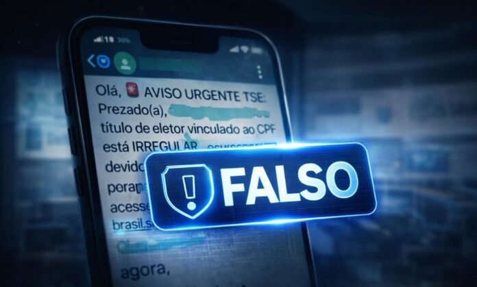 Golpe do TSE em mensagem falsa de WhatsApp sobre regularização eleitoral