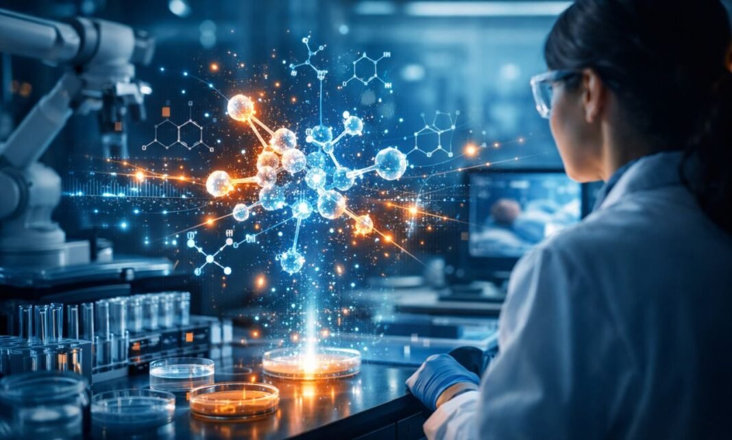 IA na descoberta de medicamentos em laboratório de alta tecnologia