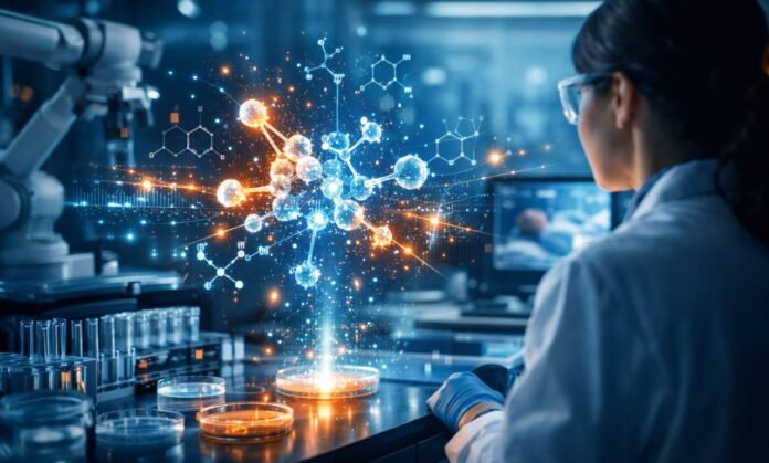 IA na descoberta de medicamentos em laboratório de alta tecnologia
