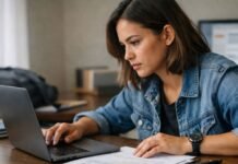 Seduc divulga resultado preliminar para técnico educacional em RO Resultado preliminar Seduc RO sendo consultado por candidata em notebook