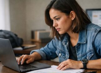 Seduc divulga resultado preliminar para técnico educacional em RO Resultado preliminar Seduc RO sendo consultado por candidata em notebook