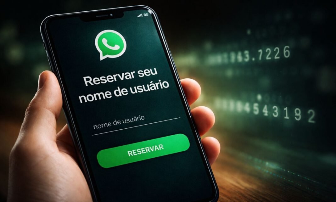 WhatsApp sem número em tela de celular com nome de usuário e foco em privacidade digital